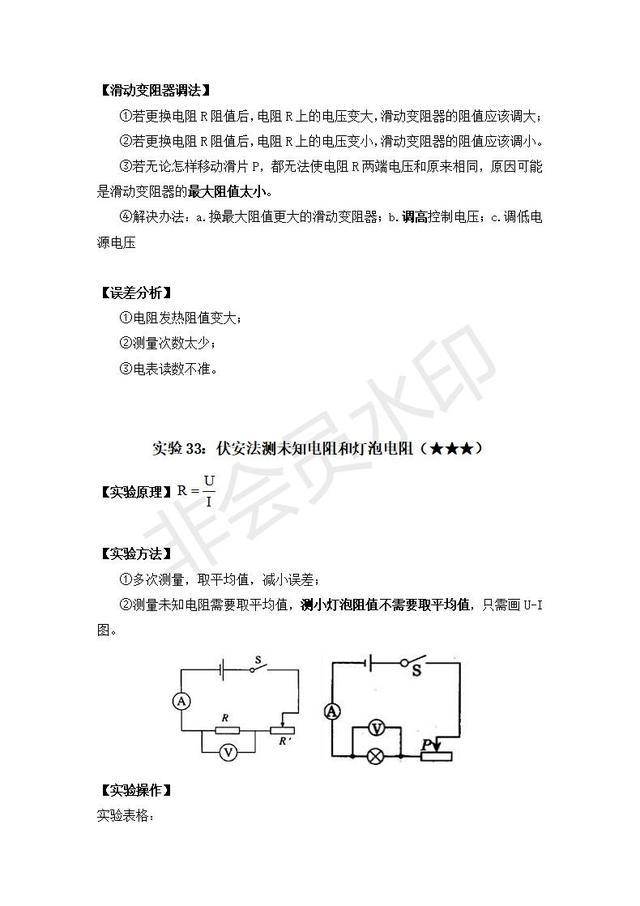 中考物理实验指导