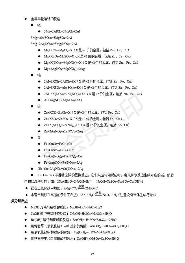 九年级化学必会知识点