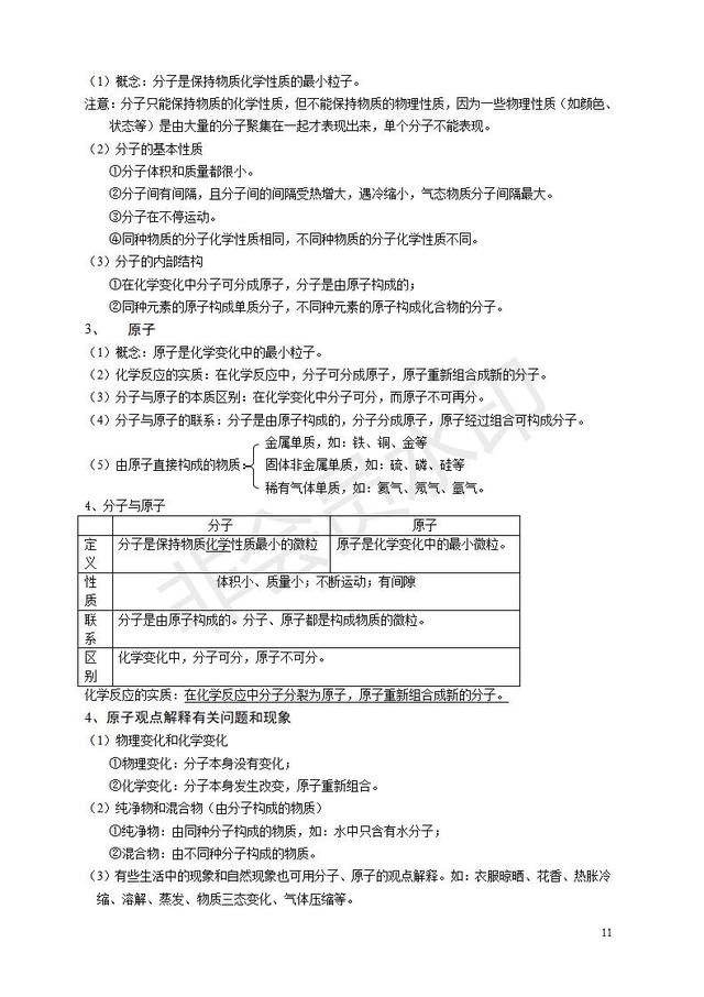 人教版九年级化学上册知识点总结(按章节)