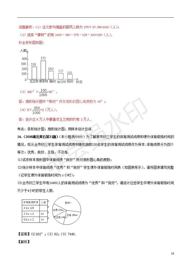 中考数学知识点系列专题数据的收集与处理