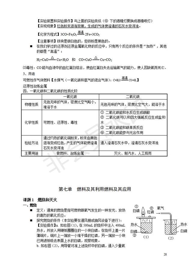 人教版九年级化学上册知识点总结(按章节)