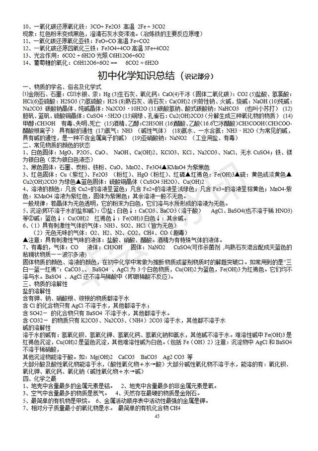 初三化学知识点总结（精华完整版），收藏了，预习复习都用的到