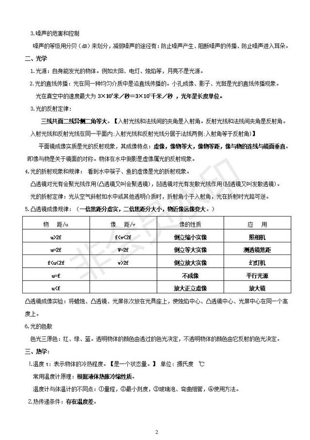 初中物理基本公式及基本概念汇编