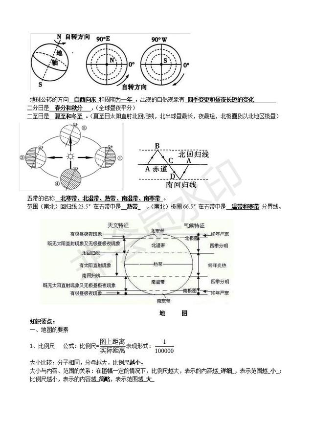 湘教版初中地理复习提纲，提前收藏了