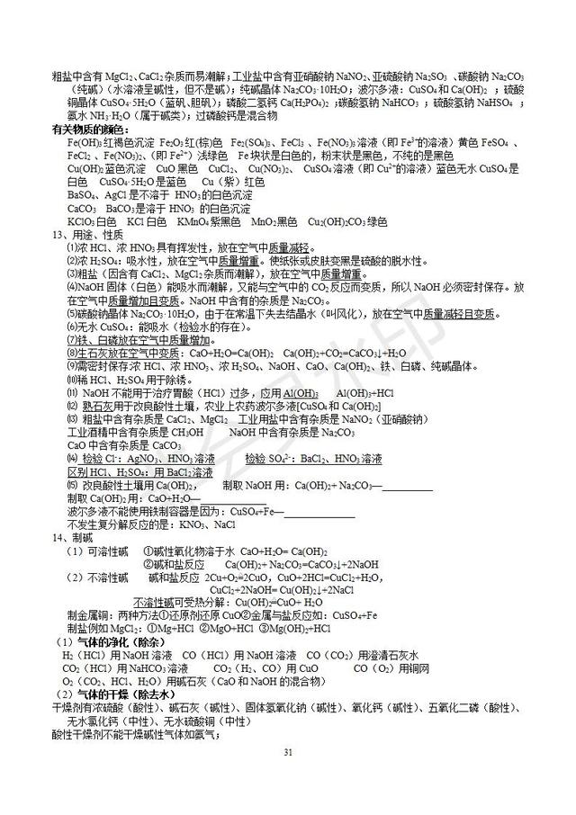 初三化学知识点总结（精华完整版），收藏了，预习复习都用的到