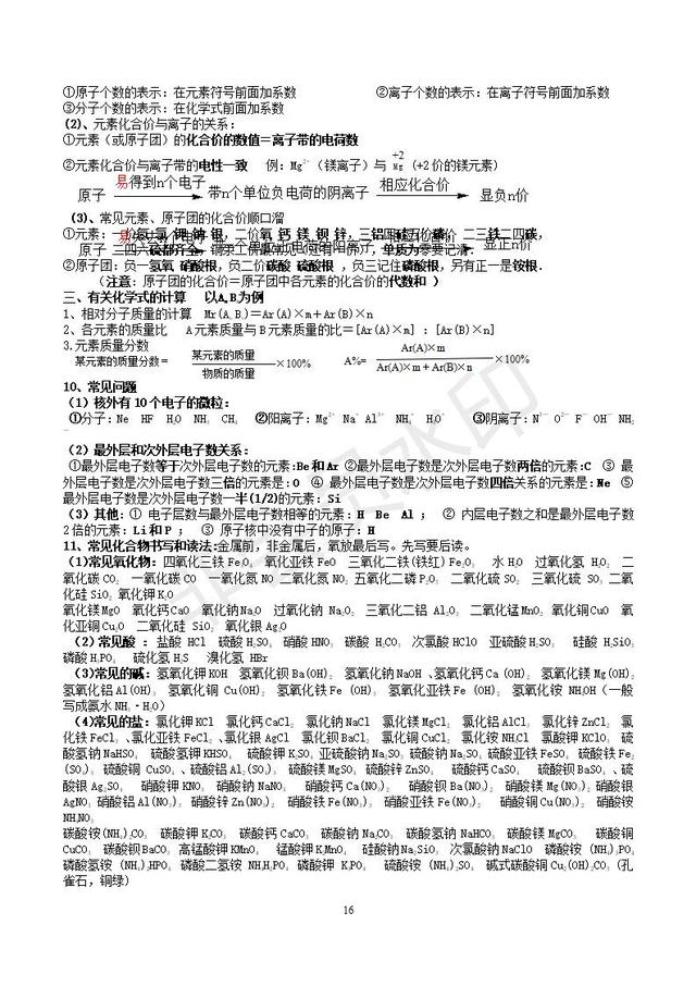 初三化学知识点总结（精华完整版），收藏了，预习复习都用的到