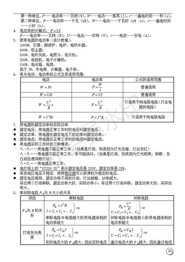 初中物理复习提纲