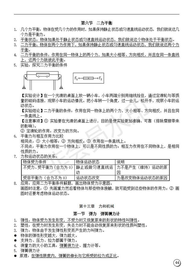 初中物理复习提纲