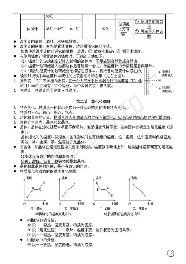 初中物理复习提纲