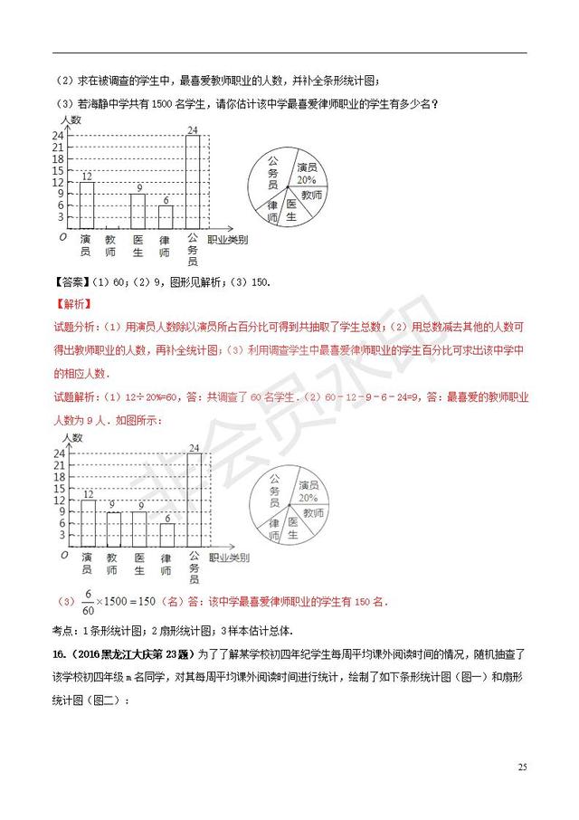 中考数学黄金知识点系列专题统计的应用