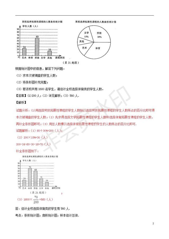 中考数学知识点系列专题复习统计的应用