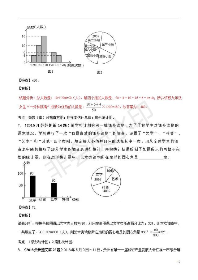 中考数学知识点系列专题复习统计的应用