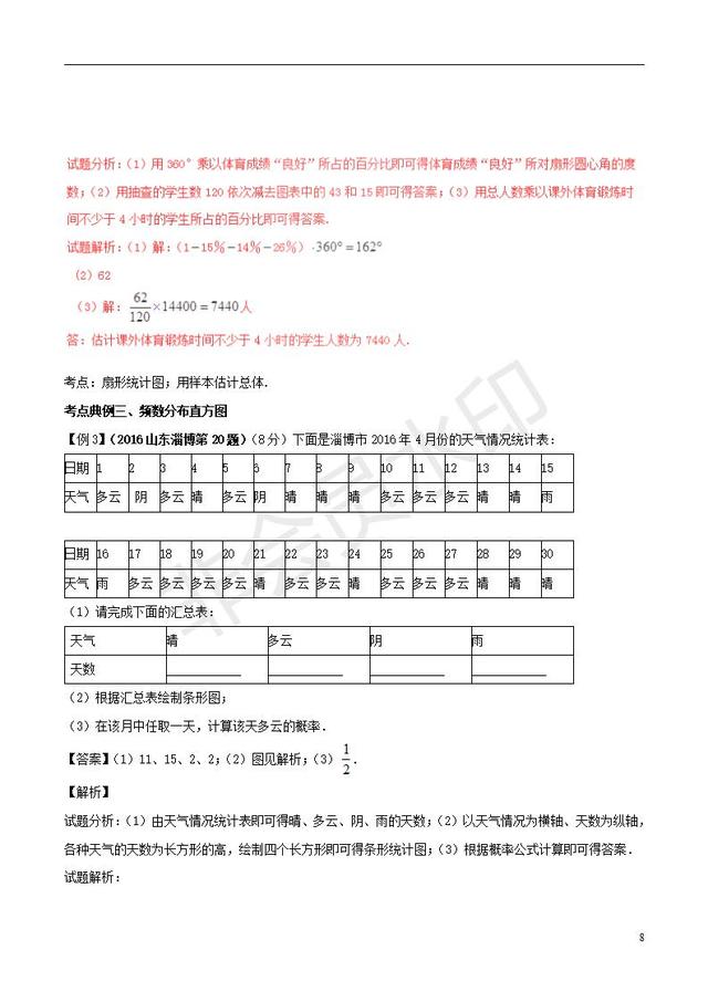 中考数学知识点系列专题复习统计的应用