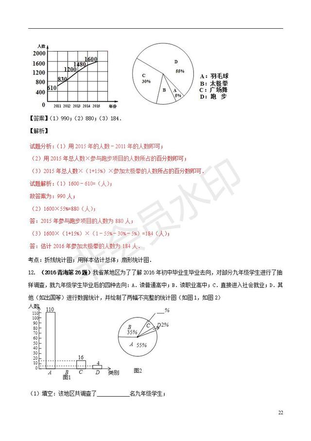 中考数学知识点系列专题复习统计的应用