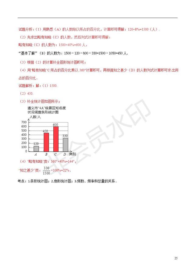 中考数学知识点系列专题复习统计的应用