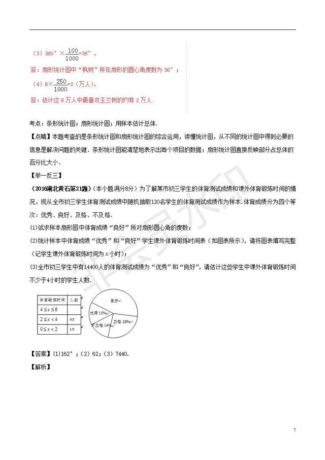 中考数学知识点系列专题复习统计的应用