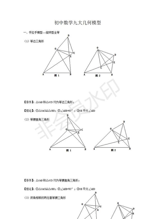 初中数学九大几何模型