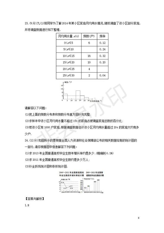 七年级数学下册数据的收集、整理与描述测试卷