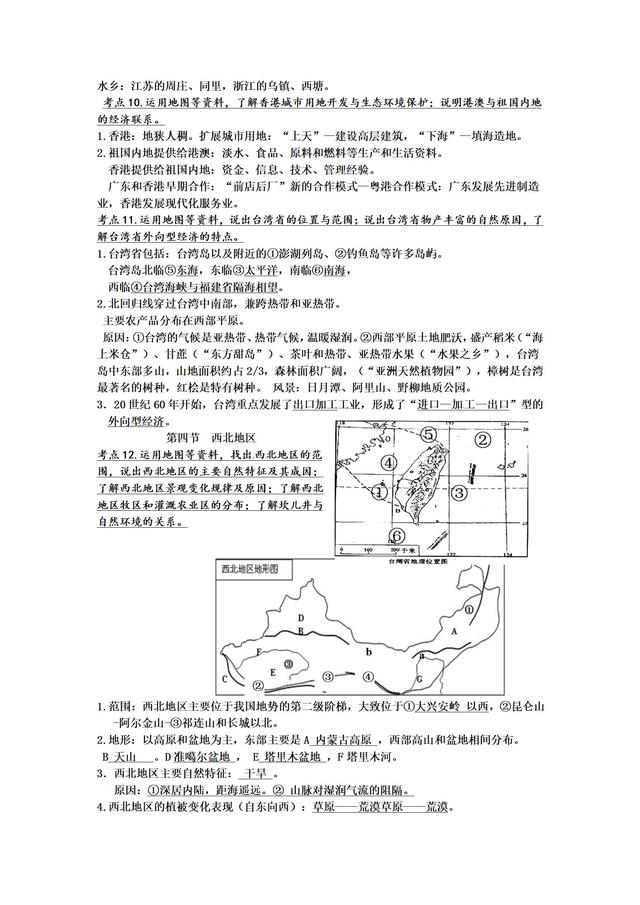 人教版八年级下册地理知识点提纲