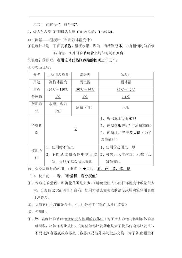 中考物理知识要点第三章物态变化