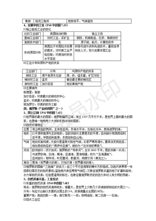 初中地理会考复习知识点按章节汇总