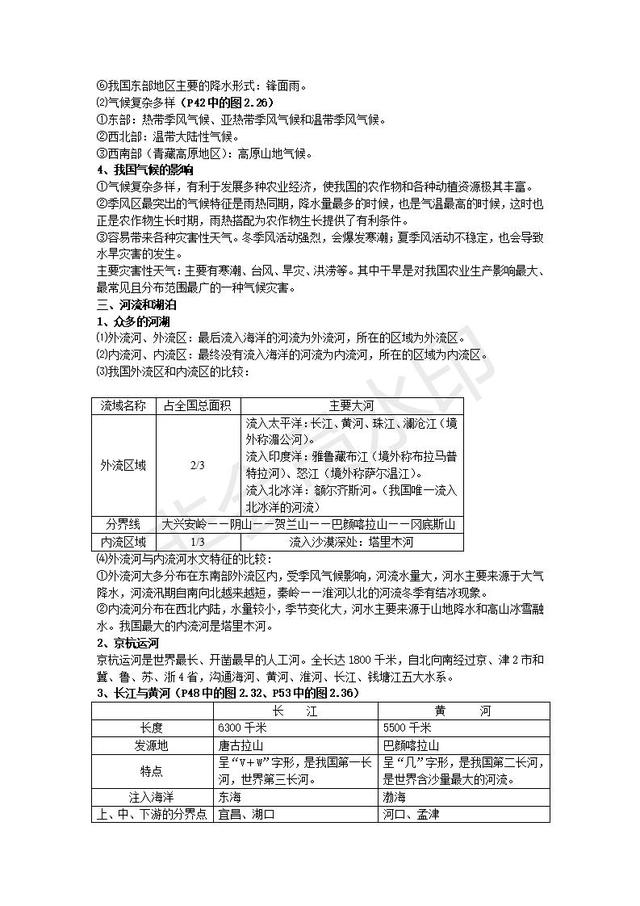 初中地理会考复习知识点按章节汇总