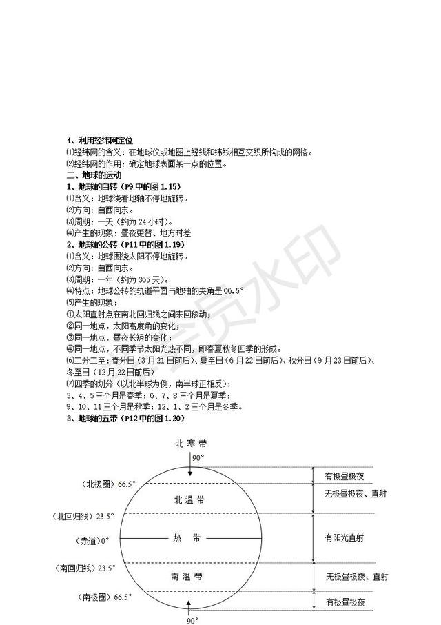 初中地理会考复习知识点按章节汇总