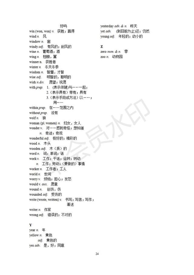 上海市中考英语考纲词汇表整理