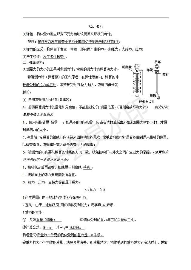 人教版八年级物理下册知识点