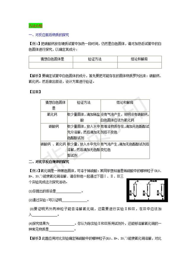 2019年中考化学热点题型实验探究题复习资料