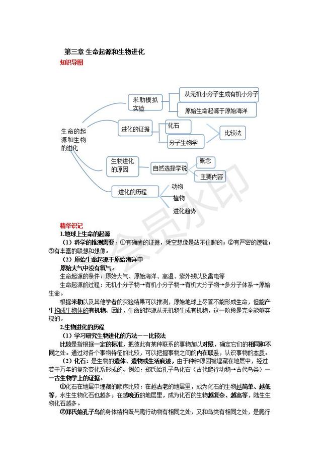 八年级下册生物中考考点精华识记