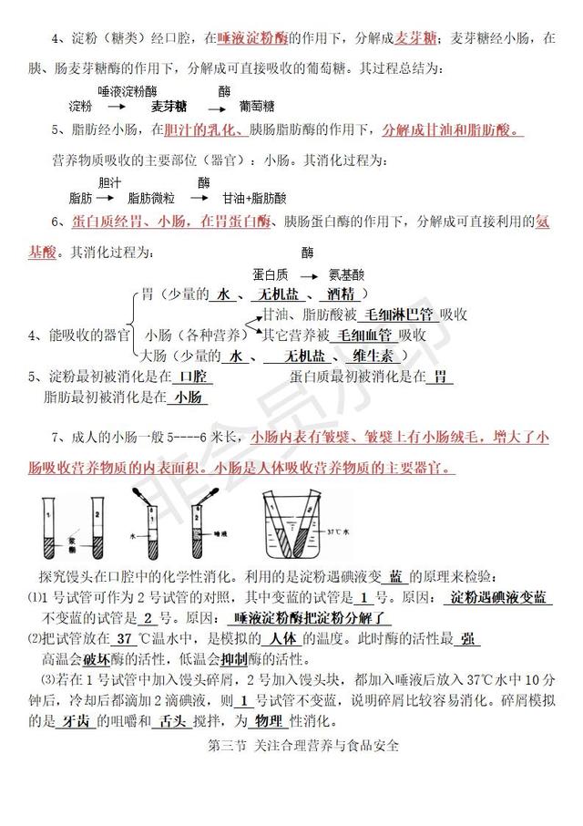 人教版七年级生物下学期知识总结