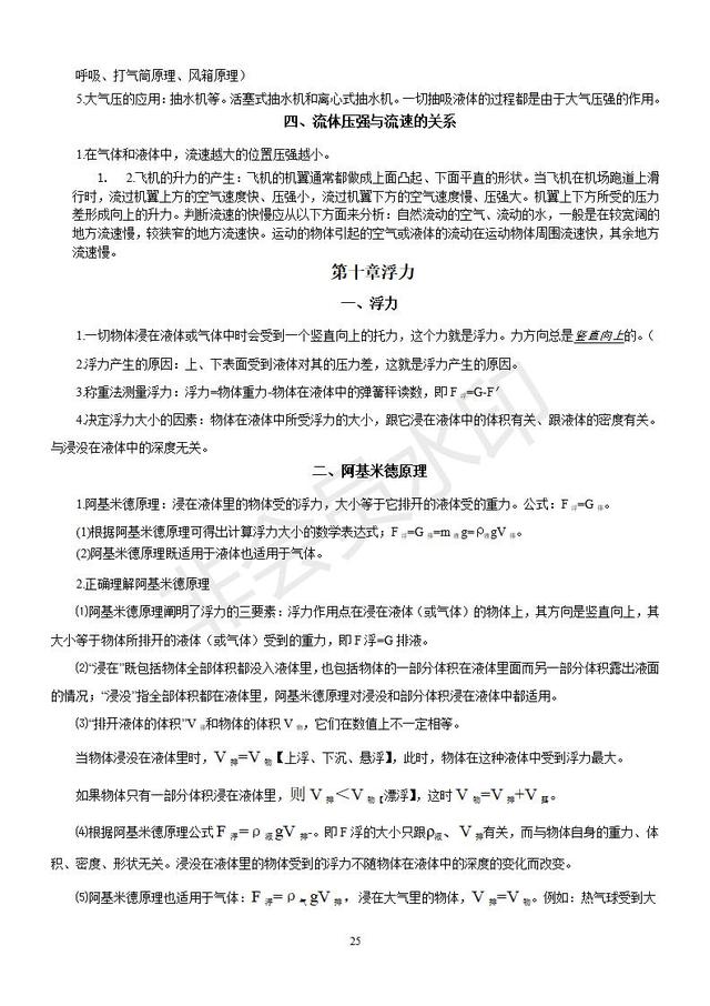 2019中考物理复习知识点