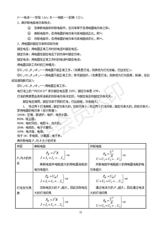 2019中考物理复习知识点