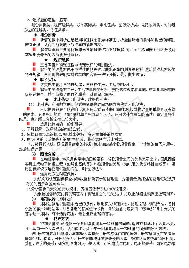 2019中考物理复习知识点