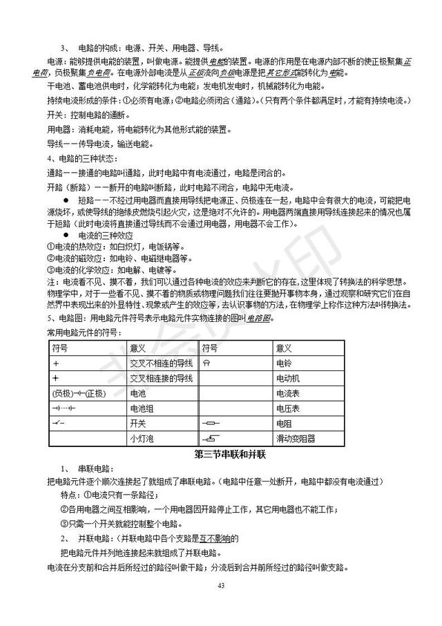 2019中考物理复习知识点