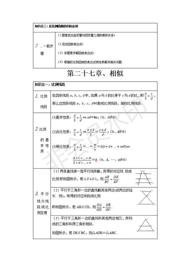 人教版数学九年级下册知识点总结，寒假提前预习！高分资料