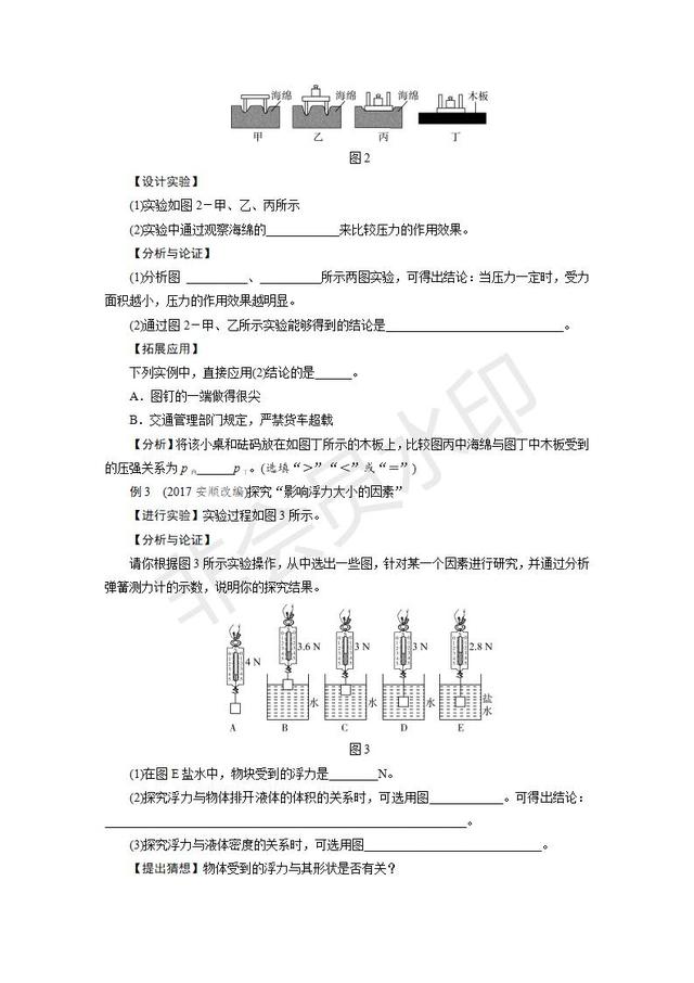 2019中考物理复习专题突破：实验与探究题