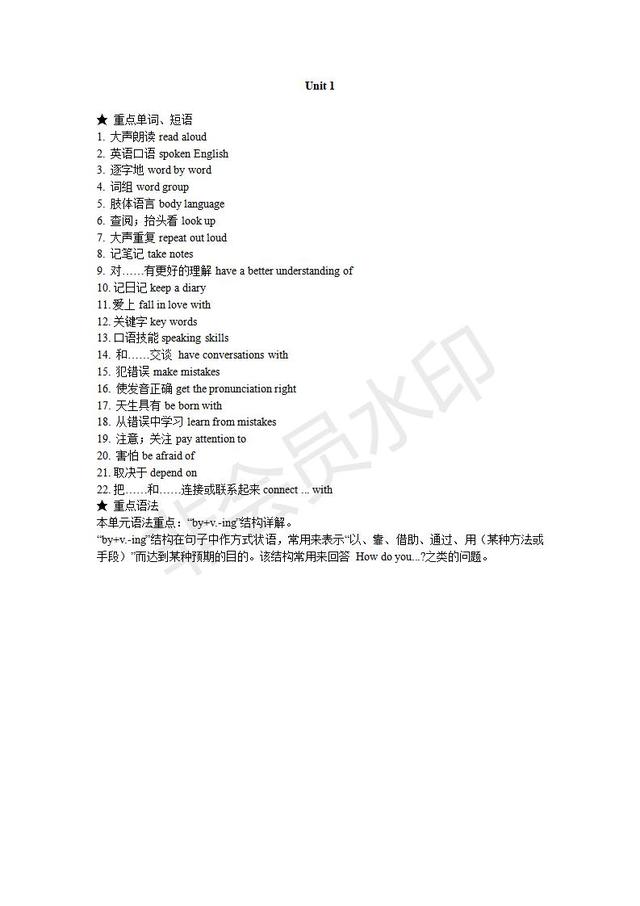 人教版九年级英语全册重点单词，短语，语法整理