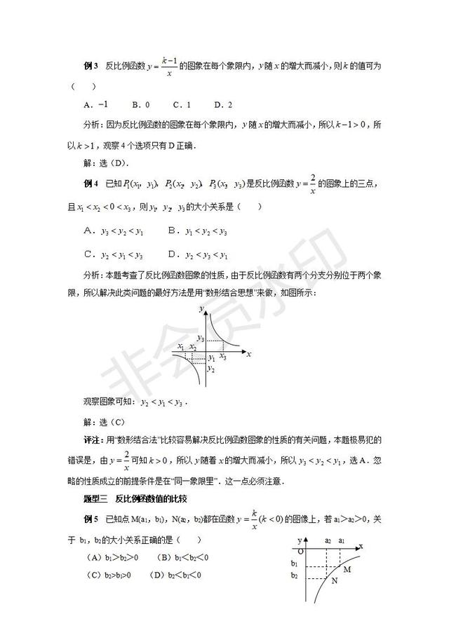 中考数学反比例函数题型分类解析