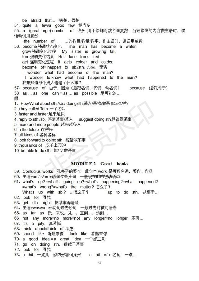 外研版初中7年级-九年级英语知识点汇总