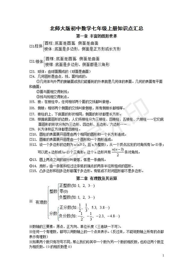 北师大版初中数学三年知识点都在这里了，收藏了