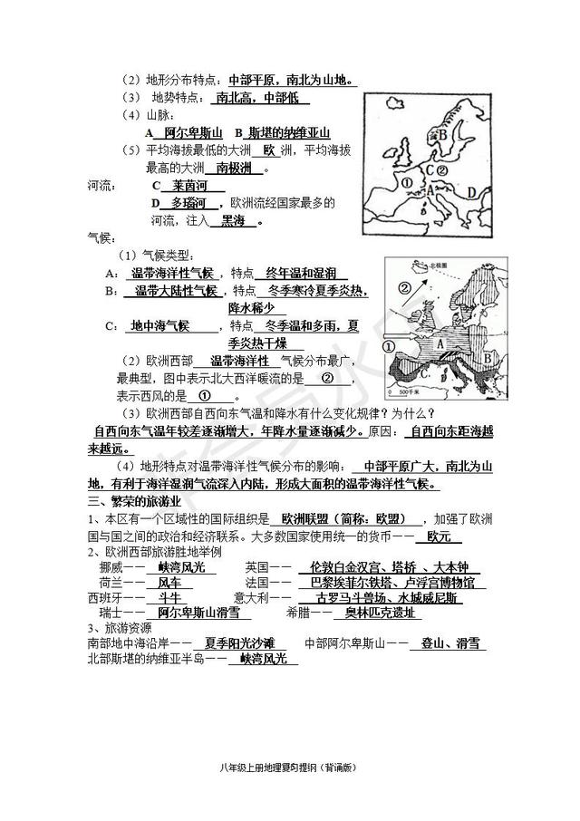 人教版中考地理知识点带图（超详细）