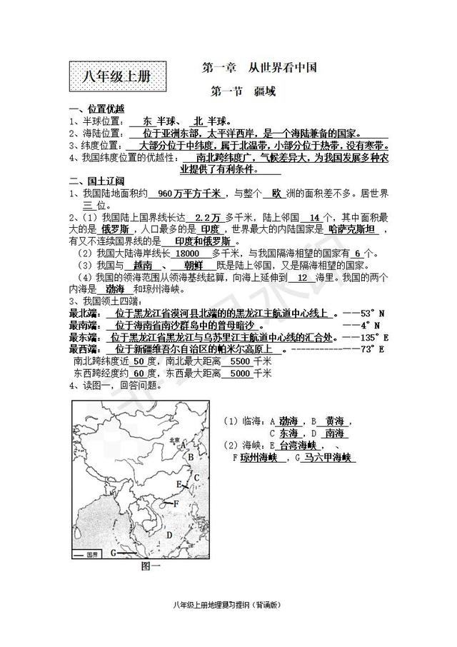 人教版中考地理知识点带图（超详细）