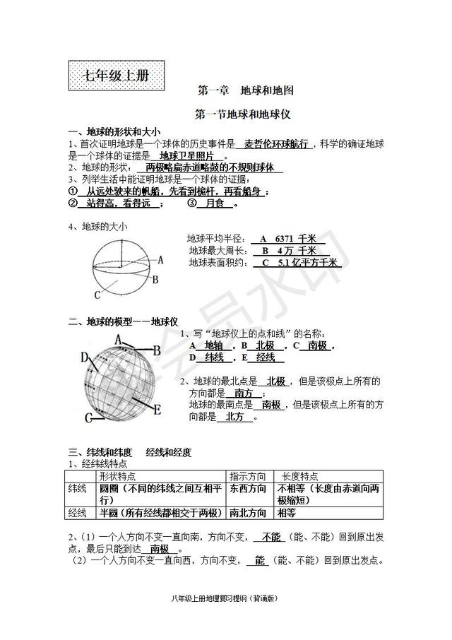 人教版中考地理知识点带图（超详细）