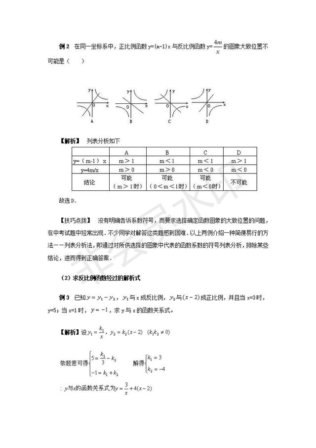 中考数学复习反比例函数复习指导