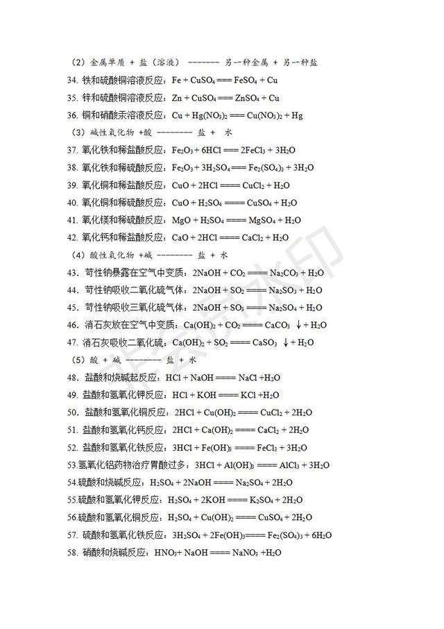 中考化学总复习知识汇总