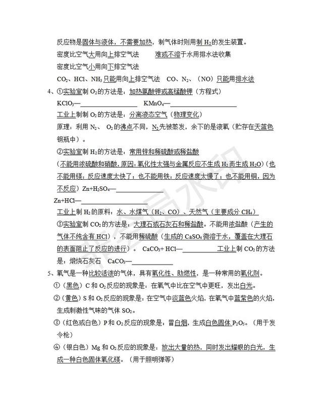 中考化学总复习知识汇总