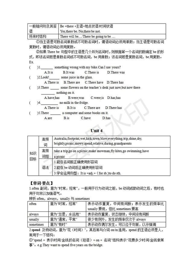 七年级上册英语全解知识汇总