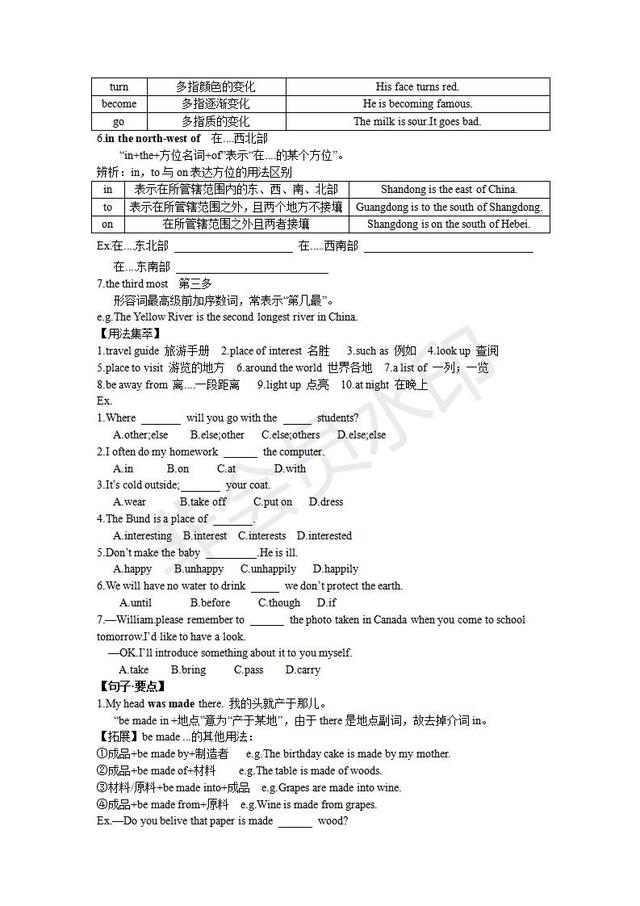 七年级上册英语全解知识汇总